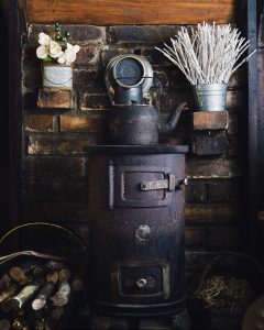 Black rustic cellar stove in Glasgow