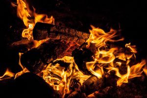 Close up of flames of log fire inside stoves Glasgow